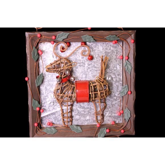 Rustic Twig Reindeer Happy Holiday Wall Hanging Christmas Decoration 16x10 - Picture 5 of 5